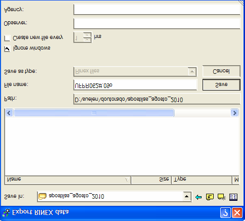 3. CONVERTER DADOS BRUTOS EM RINEX Na aba GPS-Proc onde se tem os dados brutos é possível exportá-los para Rinex (Formato universal de dados).