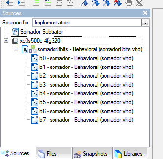 Diremos, então, como se comportam as portas dos componentes dentro do somador8bits. Elas serão declaradas no begin: Figura 4: somador8bits.