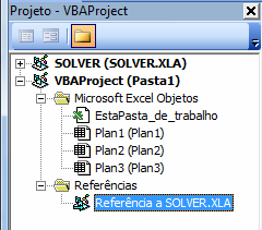 Figura 7.2 Todas as funções do Solver começam com a palavra Solver. As mais usadas são SolverReset, SolverOk, SolverAdd, SolverOptions e SolverSolver, que serão explicadas abaixo.