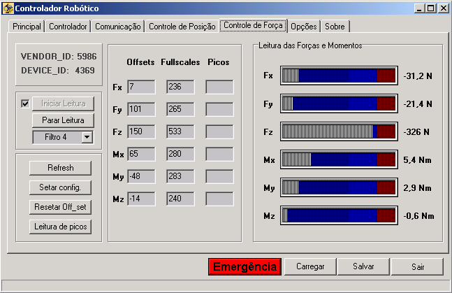 medidas das posições angulares da juntas. 3. Desenvolvimento do software O software foi desenvolvido utilizando uma linguagem de alto nível orientada a objetos (C++).