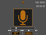 Você pode usar [8] (DISP) durante a gravação de áudio para ativar ou desativar o monitor.