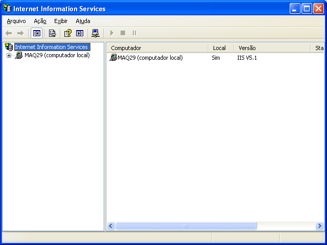 Acesse o Painel de Controle> Ferramentas Administrativas> Internet Information Services; Clique sobre o + ao lado da