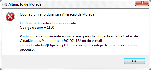 2.5.2.3. Alteração de Morada O processo de alteração da morada requer uma ligação à Internet. Por favor certifique-se que está ligado antes de iniciar o processo.