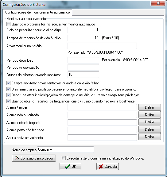 6.7 Configurações do Sistema Abrir [Configurações do Sistema] no [Opções Básicas], a seguinte interface aparecerá. Quando o programa for iniciado, ativar o monitor automaticamente.