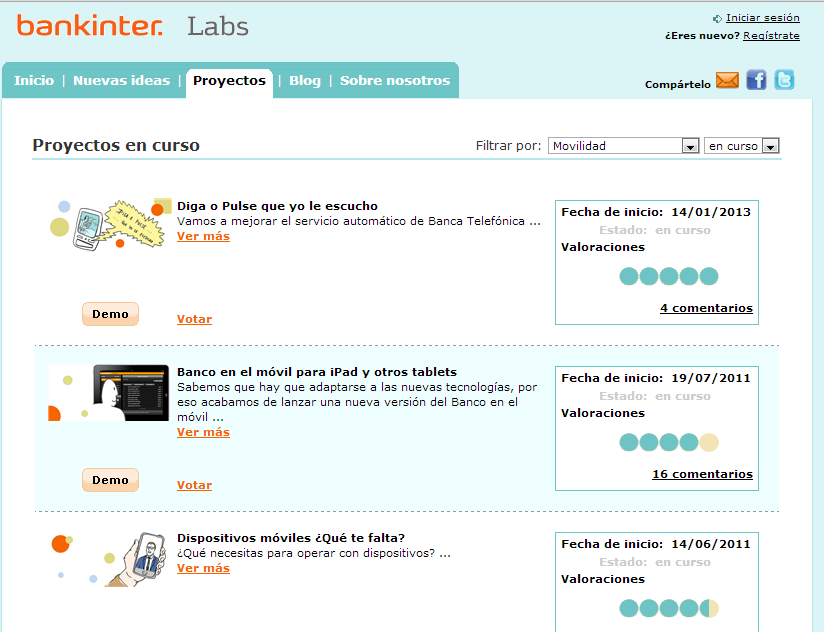 Banktinter labs: cocriação de ponta a ponta Usuários enviam ideias Comissão interna realiza a primeira triagem