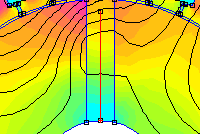 limiar de saturação de 25000A/m). A mesma análise efectuada para o núcleo do rotor permitiu retirar as mesmas conclusões. Na figura 6.