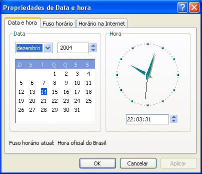 5.1 Alterando a data/hora do computador Duplo-clique no ícone Data e hora ou no relógio que aparece na bandeja do sistema da barra de tarefas.