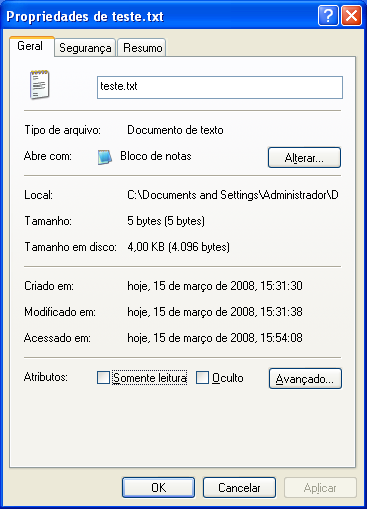 Windows XP - Sistema de Arquivos NTFS Windows XP Tamanho do arquivo Espaço