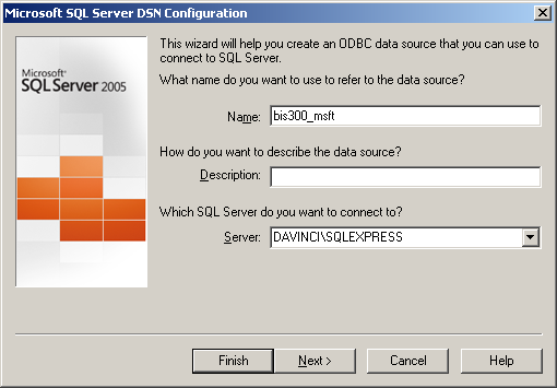 Exemplo de criação do DataSource em SQL Server 2005: No ODBC Data Source Administration escolha o botão Add. De seguida escolha o driver SQL Server apropriado.