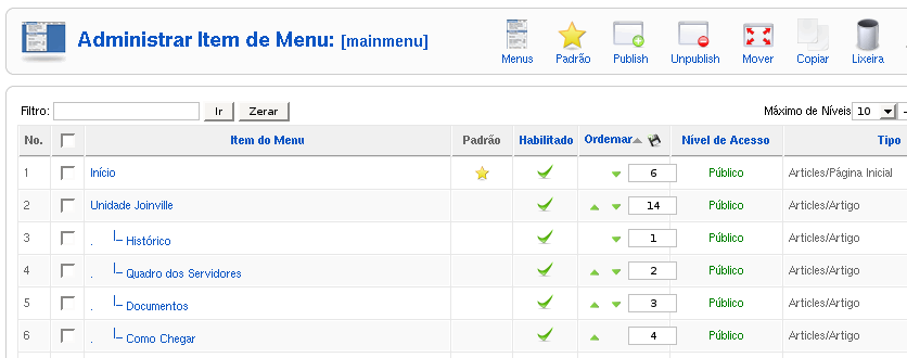 3.5.4 Gerenciador de menus No processo de publicação de conteúdo no Joomla, a etapa de criação de menus é a última a ser realizada.