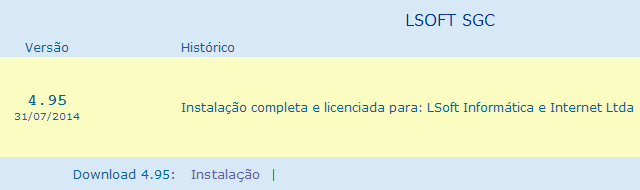 E clicamos sobre o link INSTALAÇÃO para fazer o download do instalador.