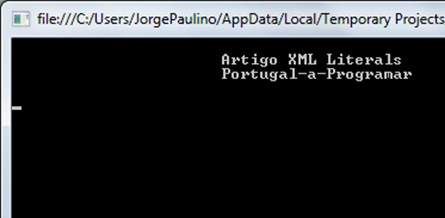 VISUAL (NOT) BASIC XML LITERALS XML Literals permitem incorporar o XML directamente no código e com isso, conseguir manipular muito facilmente este tipo de ficheiros.