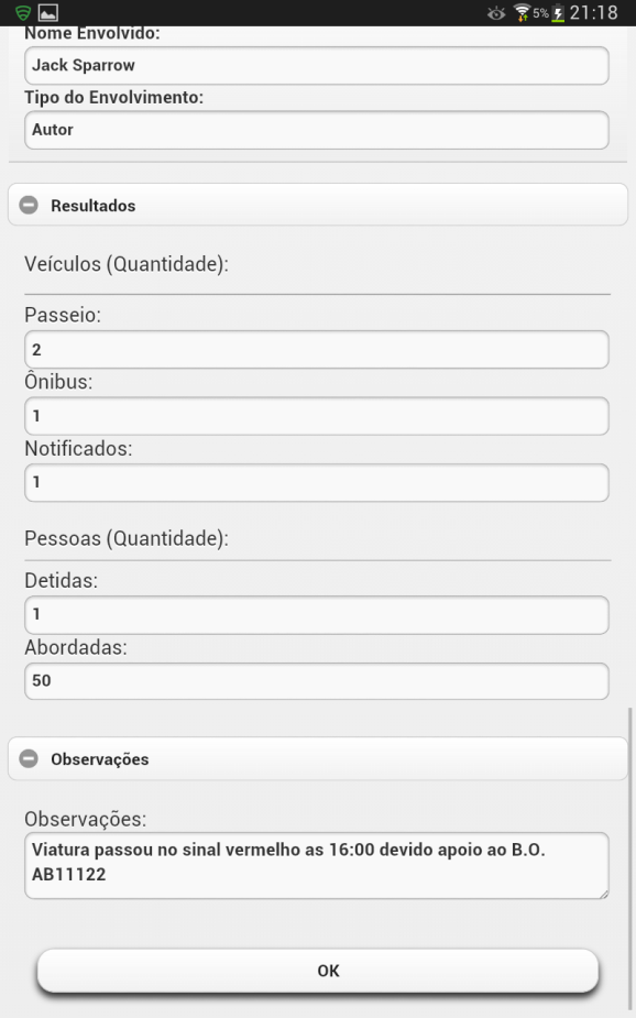 54 Figura 22 Tela de Apresentação do Relatório Para registrar um relatório, uma série de informação são necessárias, sendo que a Figura 23