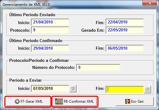 SNGPC Geração de Arquivo XML Na tela de Geração de Arquivo XML o usuário tem 2 opções: 1 Gerar XML : Gera o arquivo XML do período selecionado 2 Confirmar XML : Confirma o arquivo XML