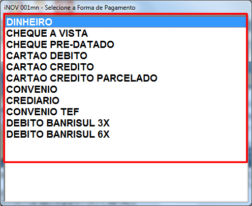 Atendimento ao Cliente Venda Logo após a digitação do usuário e a confirmação ou não de sua senha a tela abaixo será exibida.