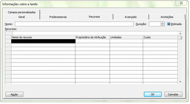 4. Tarefas 25 Figura 19 o Nome: apresenta o nome da tarefa; o Duração: apresenta a duração da tarefa; o Predecessoras: apresenta os relacionamentos que a tarefa possui, informando o ID e o Nome da