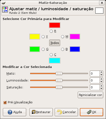 Equilíbrio de Cores Regulagem