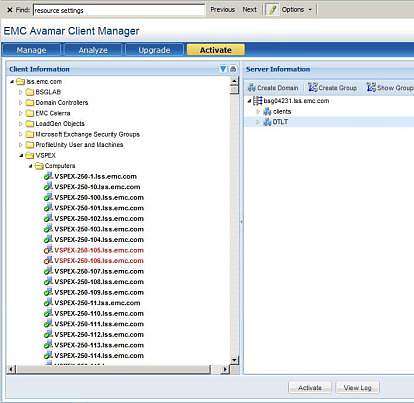 A janela Avamar Client Manager é exibida novamente, mostrando os clientes ativados, conforme mostrado em Figura 38.