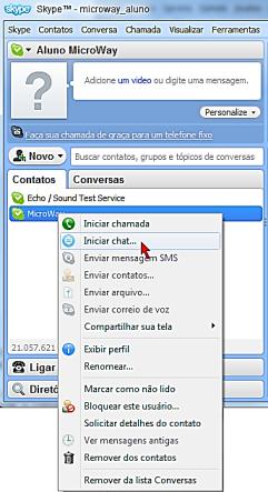 Janela de Bate-papo do Skype.