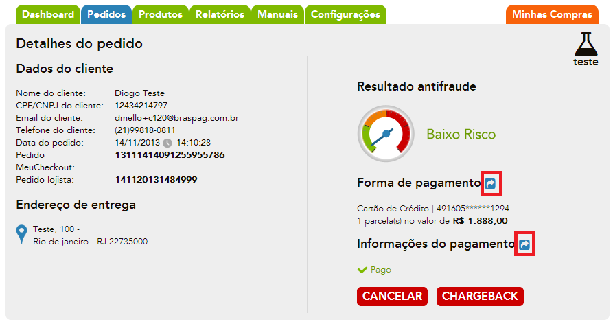 Quando acessada pelo servidor da Braspag, enviando o POST, a URL cadastrada para Retorno de Mudança de Status, deverá exibir um código informando que recebeu a mudança de status e a processou com