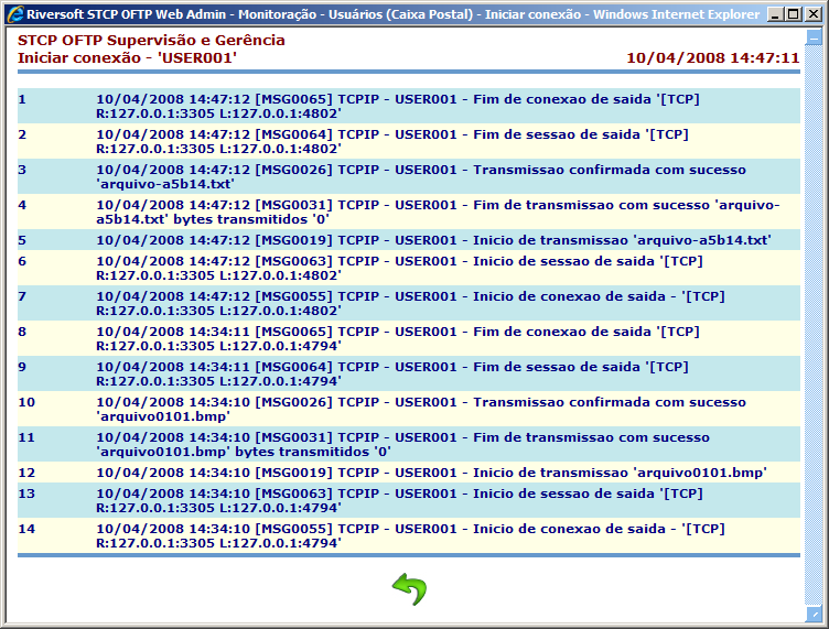 6.30.4. Clique sobre o nome da caixa postal para iniciar a conexão. 6.30.5.