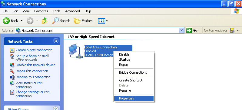 Configuração do mbiente de ede do rojetor. efinição de um ndereço para o Computador O seguinte descreve como fazer as definições em Windows X (edição rofessional ou Home).