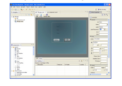 24 Possui editores de MXML, ActionScript e Cascating Style Sheets (CSS). A figura 3.7 mostra a interface do Adobe Flex Builder 2. Figura 3.7: Interface Adobe Flex Builder 2.
