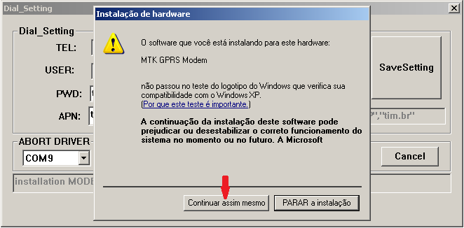 5. Acesse a pasta extraída (DialUpSetting) e clique com o botão direito sobre o aplicativo DialUpSetting.exe e execute ele como administrador; Instalador do modem GPRS 6.