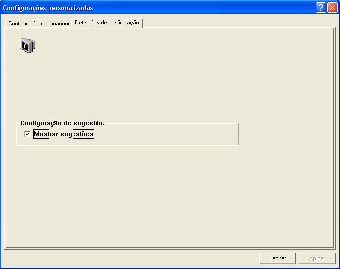 Funções de digitalização Definições de configuração A guia Definições de configuração permite personalizar algumas configurações especiais.