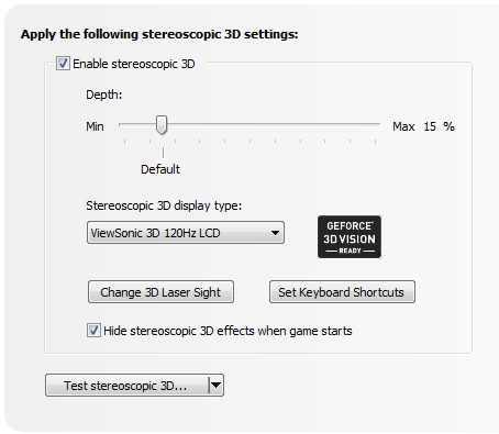 26 GEFORCE 3D VISION MANUAL DO USUÁRIO 04 Configuração do efeito 3D estereoscópico Esta seção do Painel de controle da NVIDIA fornece todos os ajustes necessários para aperfeiçoar sua experiência em