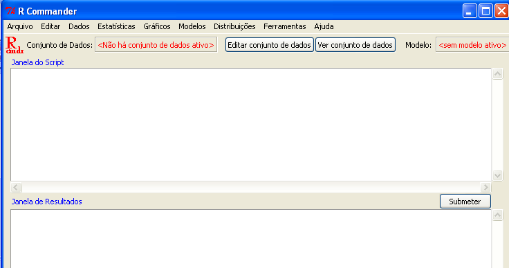 2.1 Importando um arquivo de dados Figura 1 Tela inicial do Rcmdr.