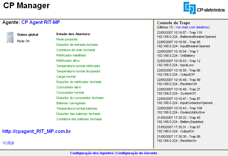 Visualização de eventos (traps) no CP Manager. 12.