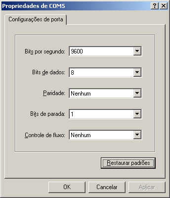 Na janela abaixo é possível visualizar o padrão para comunicação com o switch Cisco (figura 19).