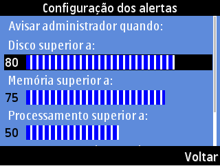 47 a) serviços: permite ao administrador visualizar os serviços em execução; b) acesso a internet: permite ao administrador gerenciar o acesso a internet pelos usuários; c) gerenciamento de alertas: