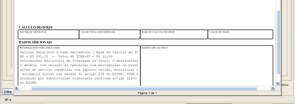 010 5401 R$ 130,00 + R$ 6,50(IPI) = R$ 136,50 x 40% (IVA-ST) = R$