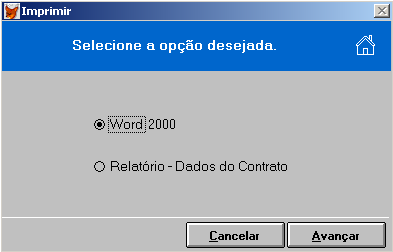 2. Imprimindo um Contrato a) No menu Gerenciador de Cadastro, selecione a opção Contrato Imóvel. b) Pressione o botão Imprimir.