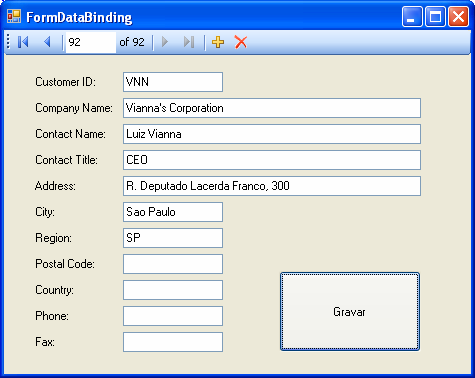 DialogResult result = MessageBox.Show("Salvar Alterações?", "DataBinding", MessageBoxButtons.YesNo); if (result == DialogResult.Yes) customersbindingsource.