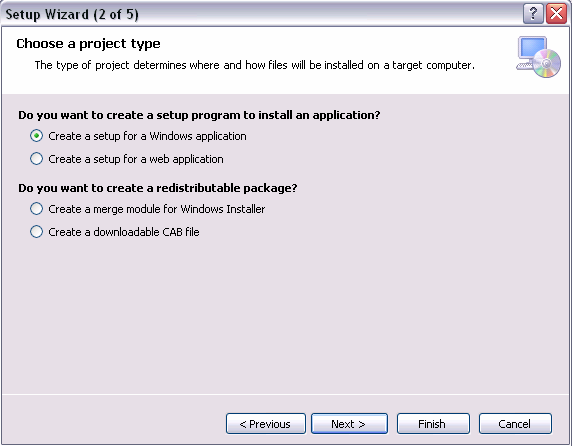 Para começarmos, crie um novo projeto, escolha Other Project Types, Setup and Deployment, e escolha Setup Wizard.