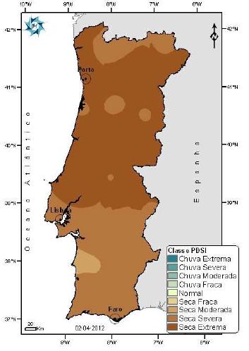 SECA (CONTINUAÇÃO) Percentagem do território em seca meteorológica de acordo com o índice PDSI nos meses em que a seca se fez sentir com mais severidade nos anos de 2005 e 2012 Julho 2005-27% seca