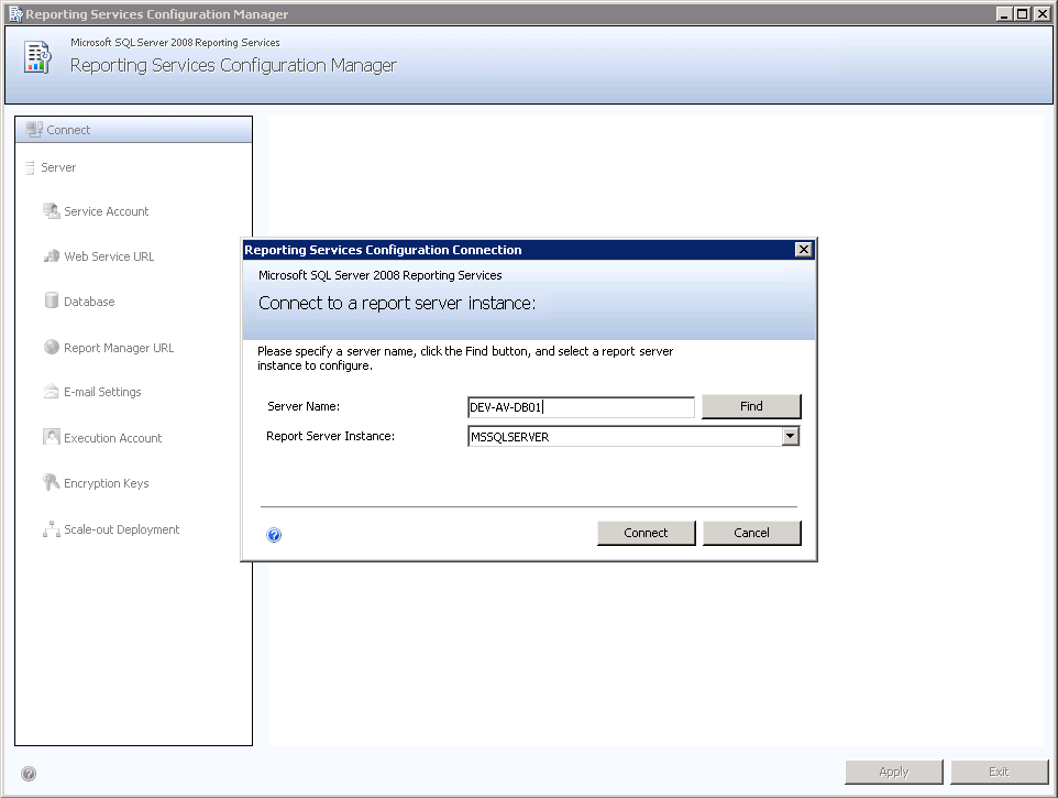 Configuração do SQL Server Reporting Services 1.