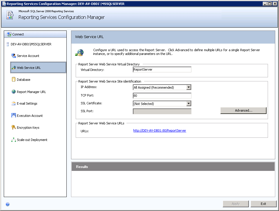 Configuração do SQL Server Reporting Services 3.
