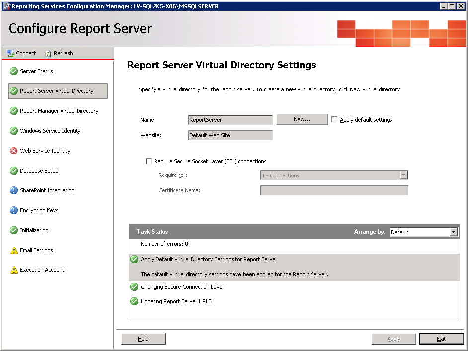 Configuração do SQL Server Reporting Services 4.