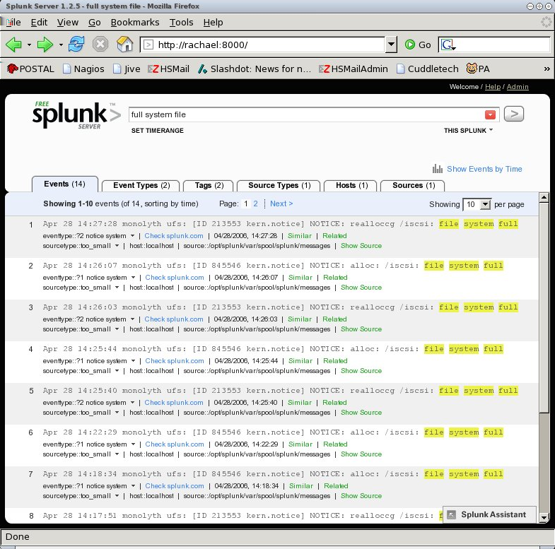 CAPÍTULO 3. FERRAMENTAS NO MERCADO 30 Figura 3.2: Tela do Splunk - Textual [5] 3.2 Kiwi Syslog Server Kiwi Syslog Server oferece um servidor de log para administradores de rede.