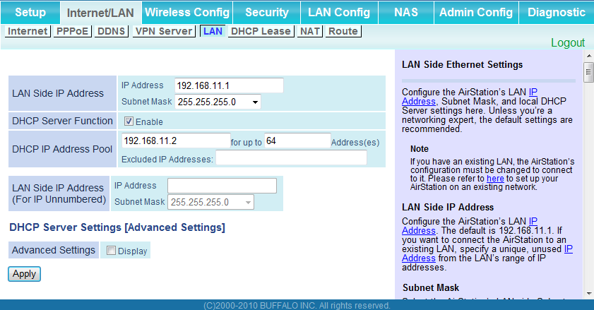 Capítulo 4 Configuração LAN Defina as configurações do lado da LAN e do servidor DHCP.