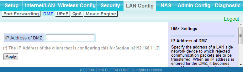 Capítulo 4 Configuração Parâmetro LAN Side IP Address (Endereço IP do lado da LAN) LAN Side Port (Porta do lado da LAN) Port Forwarding Registration Information (Informações atuais do DNS dinâmico)