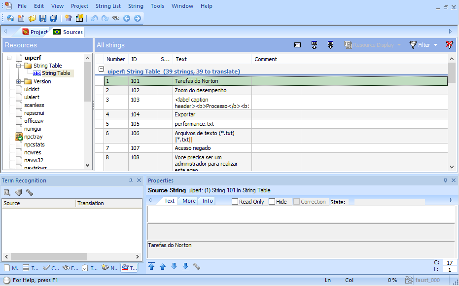 128 ferramenta SDL Passolo 2011; em seguida, o Microsoft Excel foi usado para alinhar os segmentos de texto extraídos.