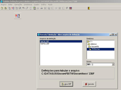 Figura 8 Opção executar tabulação 2º passo Selecionar o arquivo de definição de interesse. TabCitc.