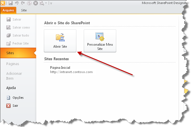 Tarefa 8: Criar um fluxo de trabalho reutilizável usando o SharePoint Designer 1. Abra o SharePoint Designer 2010 em Iniciar Todos os Programas SharePoint Microsoft SharePoint Designer 2010 2.