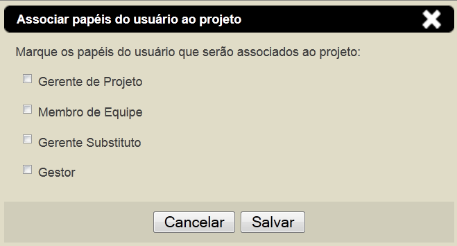 Cadastro da equipe do projeto Passos para cadastrar a equipe do projeto: Acesse o Menu do projeto ; Recurso Humanos ; e Recursos Associados : Para associar recursos ao projeto, informe o nome da