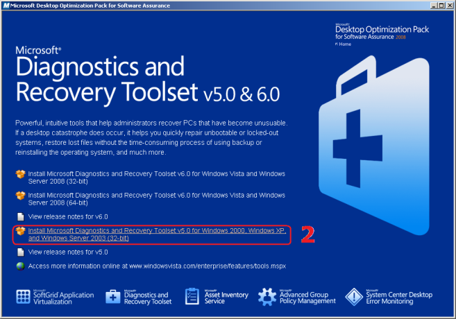 ERD Commander Funciona em sistemas Windows 2000, XP e 2003, nas versões x86 (Embora algumas ferramentas também funcionem em sistemas AMD64, sistemas x64 não são suportados, assim como versões antigas